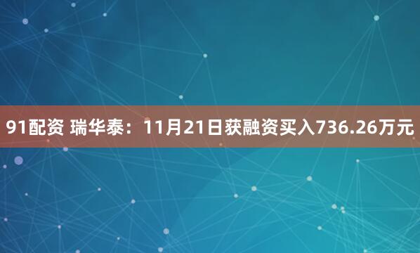 91配资 瑞华泰:11月21日获融资买入736.26万元